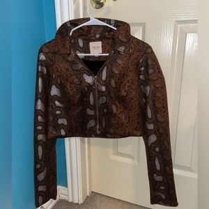 Crocodile print leather jacket